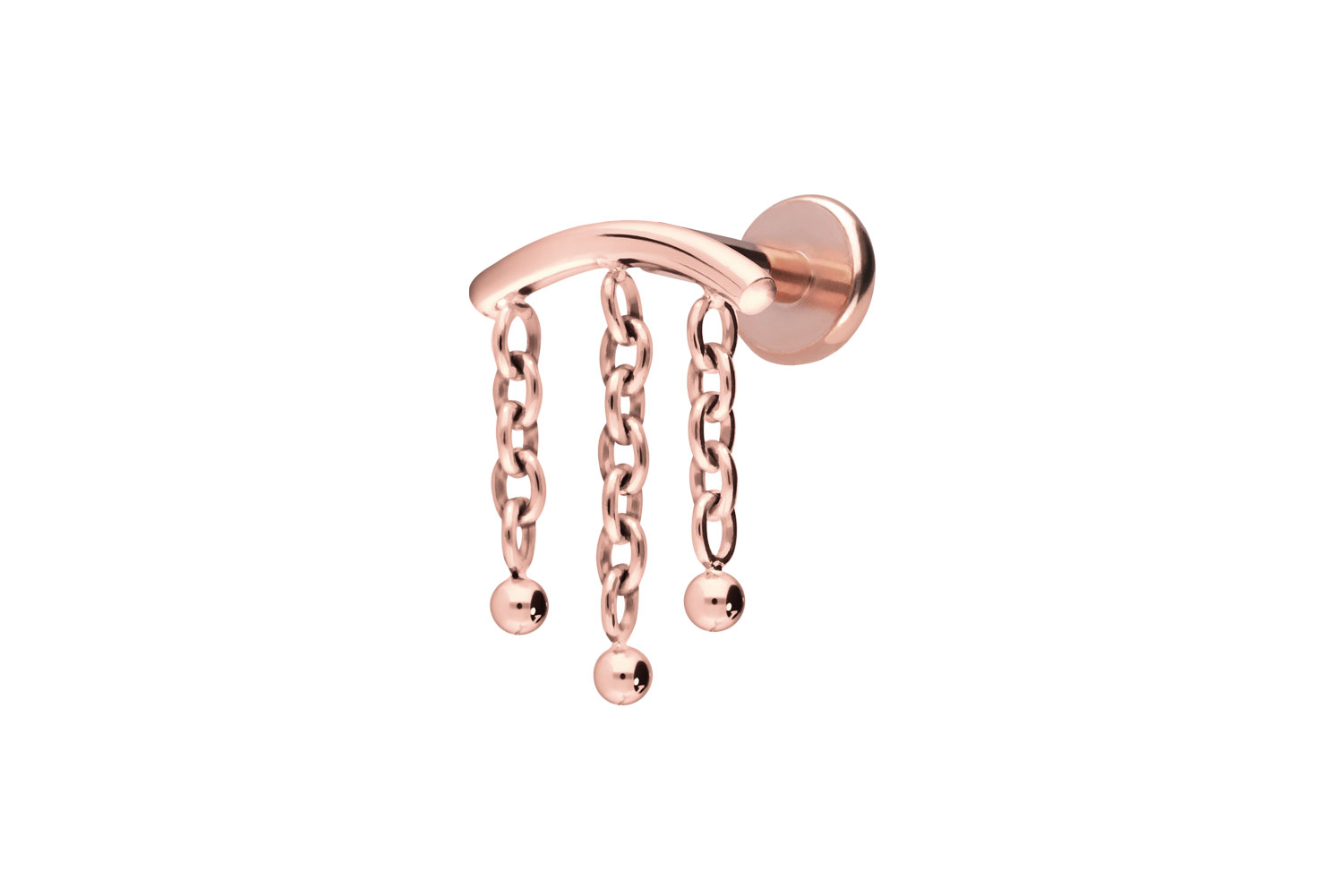 Titan Labret Piercing mit Push Fit BOGEN + 3 KETTEN